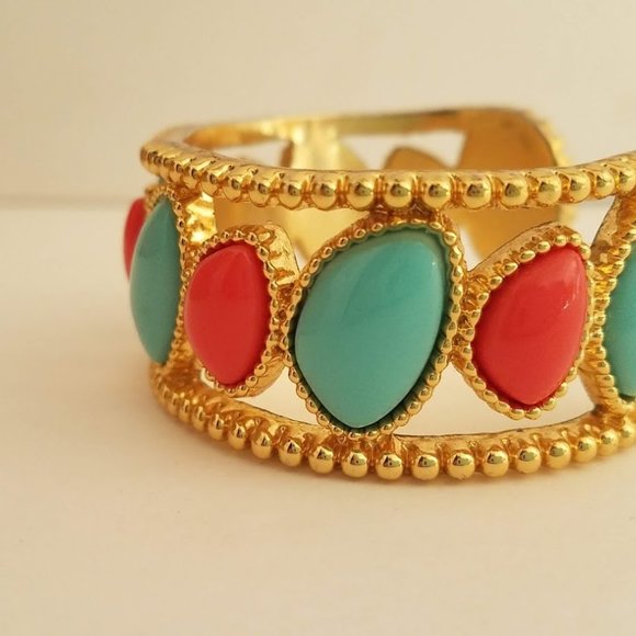 Lilly Pulitzer Turquoise Coral Cuff Bracelet - Picture 2 of 8